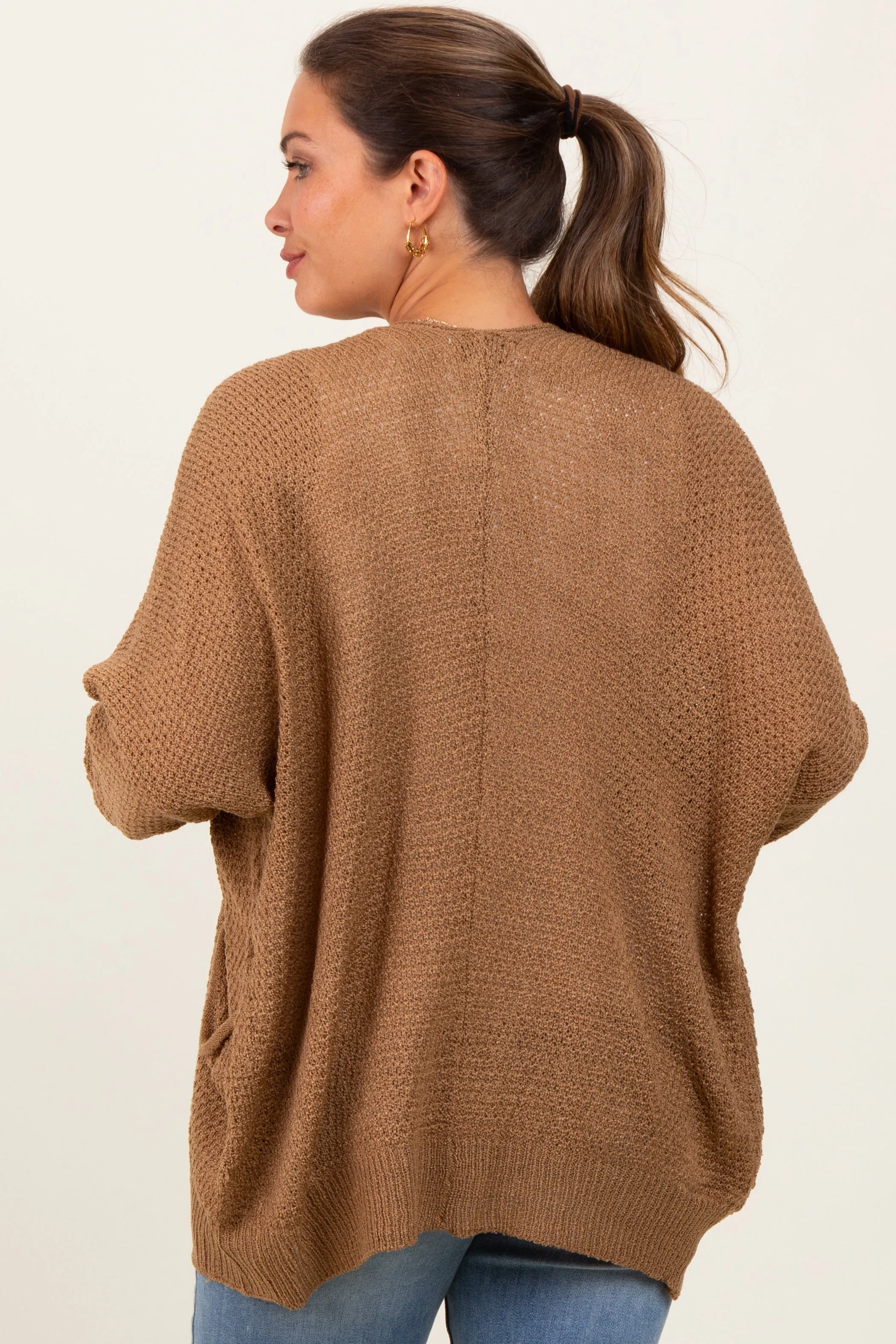 Dark Yellow Pocketed Open Maternity Cardigan sold by Pinkblush product image thumbnail 4