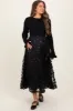 Black Floral Applique Contrast Skirt Maternity Midi Dress sold by Pinkblush