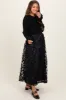 Black Floral Applique Contrast Skirt Maternity Midi Dress sold by Pinkblush