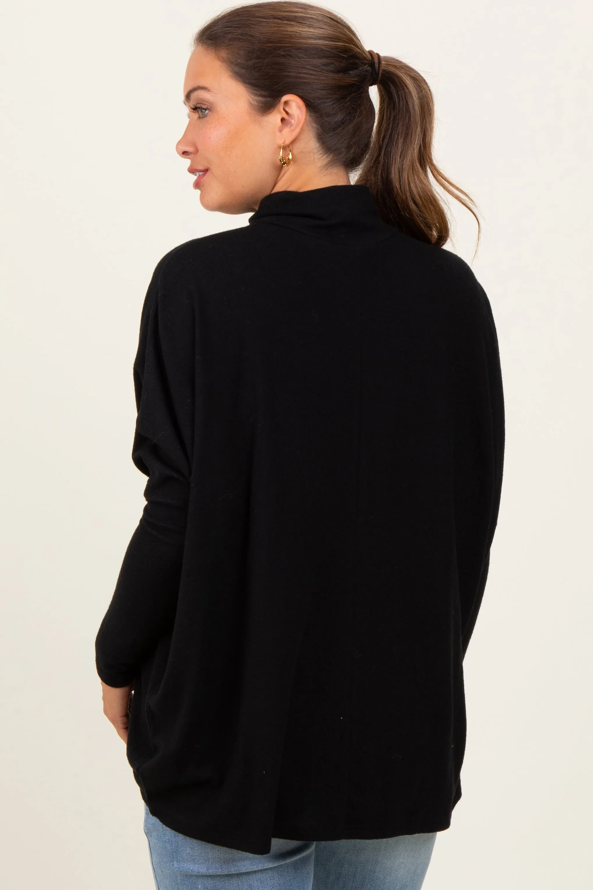 Black Brushed Knit Turtleneck Dolman Sleeve Maternity Top sold by Pinkblush product image thumbnail 3