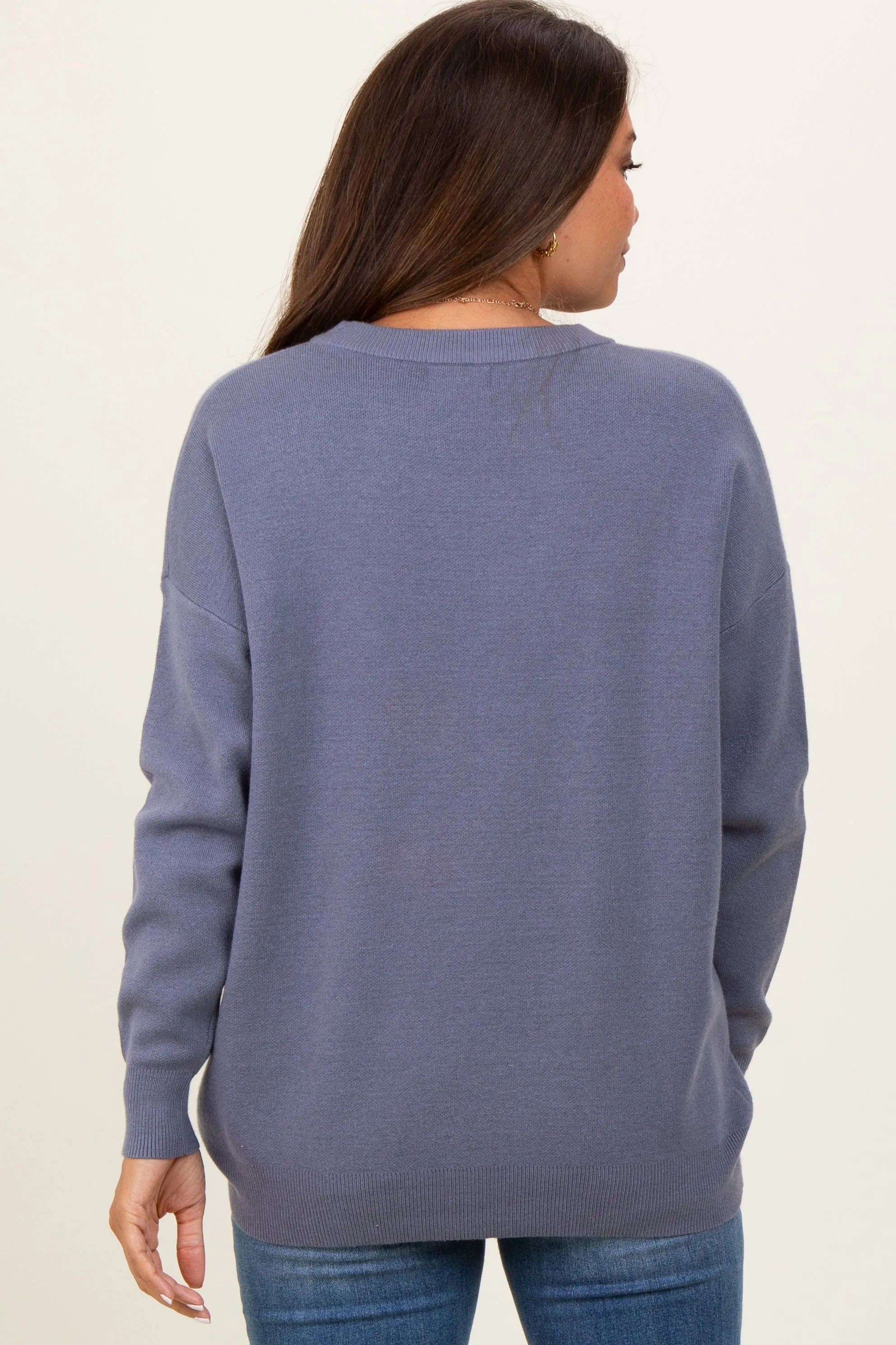Grey Basic Relaxed Pullover Maternity Sweater sold by Pinkblush product image thumbnail 3