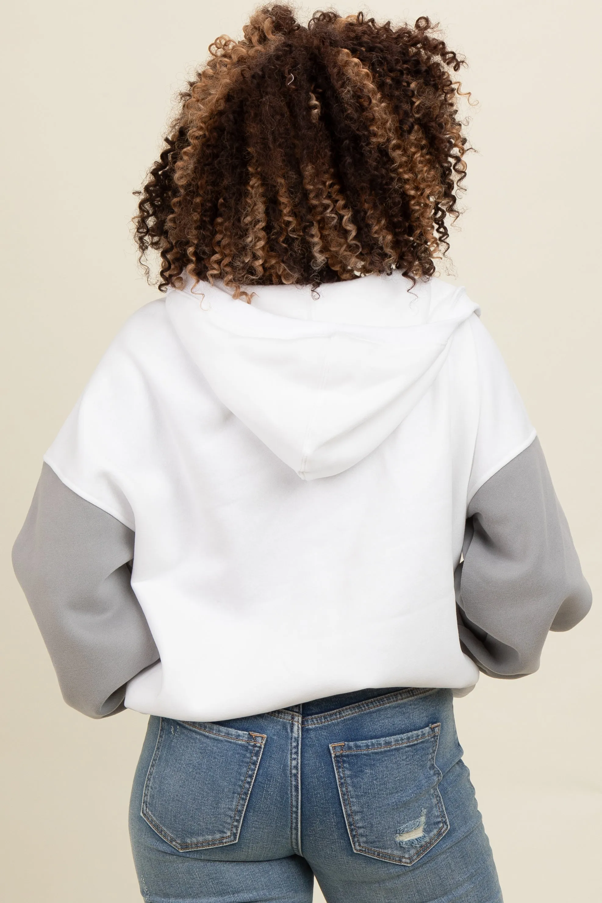 White Colorblock Half Zip Hoodie sold by Pinkblush product image thumbnail 4