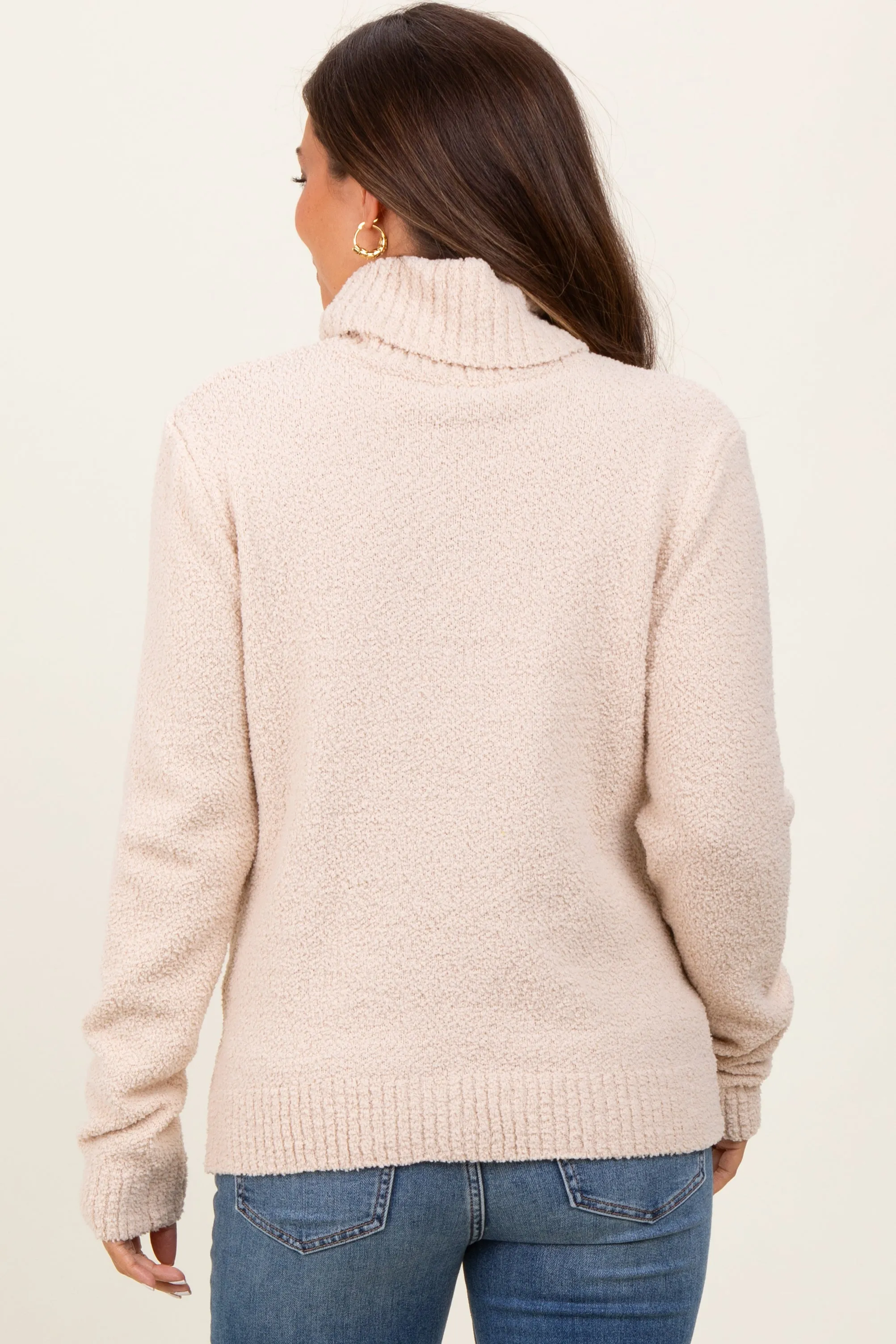 Cream Turtleneck Chenille Knit Maternity Sweater sold by Pinkblush product image thumbnail 4