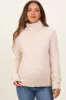 Cream Turtleneck Chenille Knit Maternity Sweater sold by Pinkblush