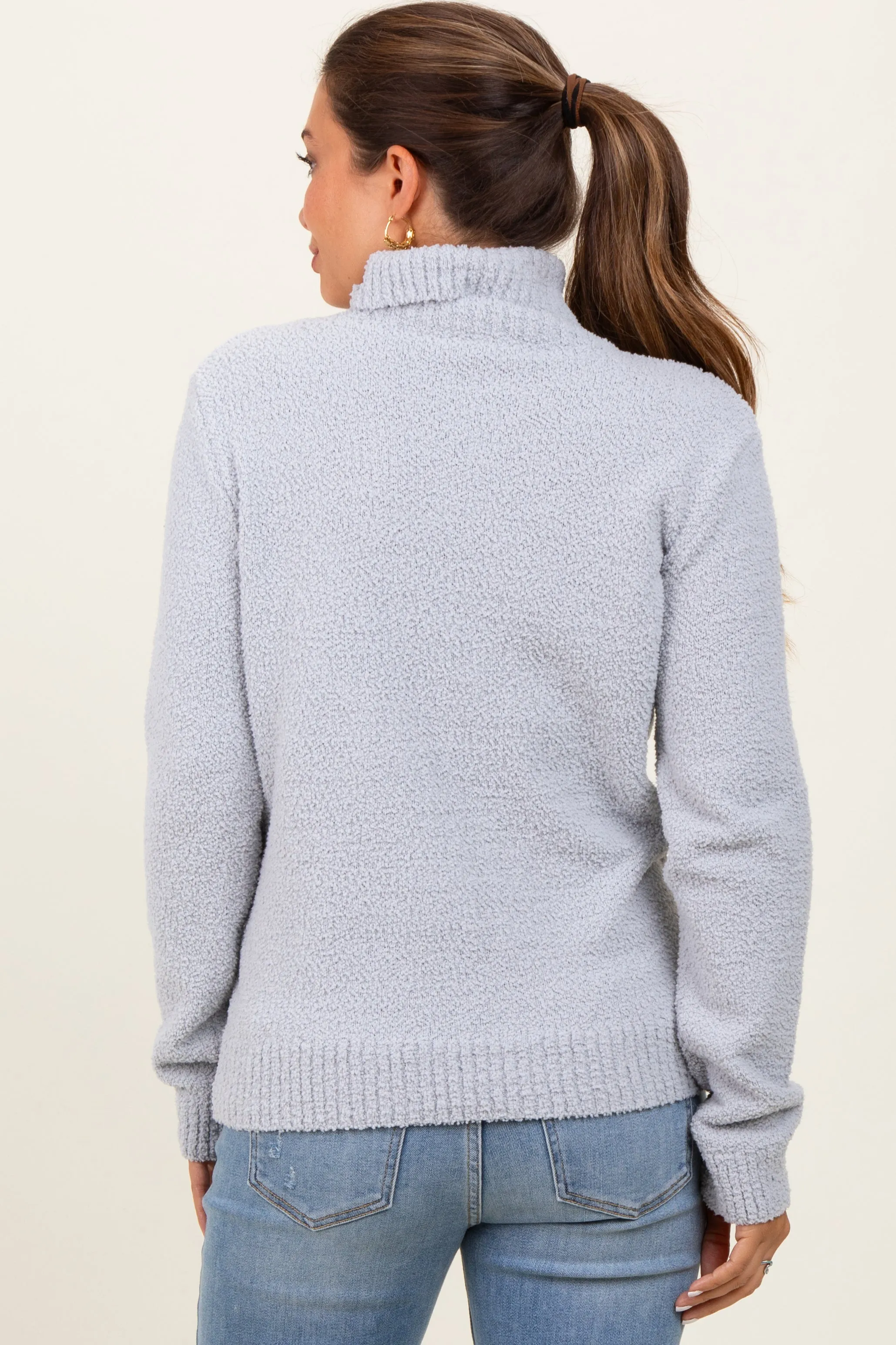Heather Grey Turtleneck Chenille Knit Maternity Sweater sold by Pinkblush product image thumbnail 3