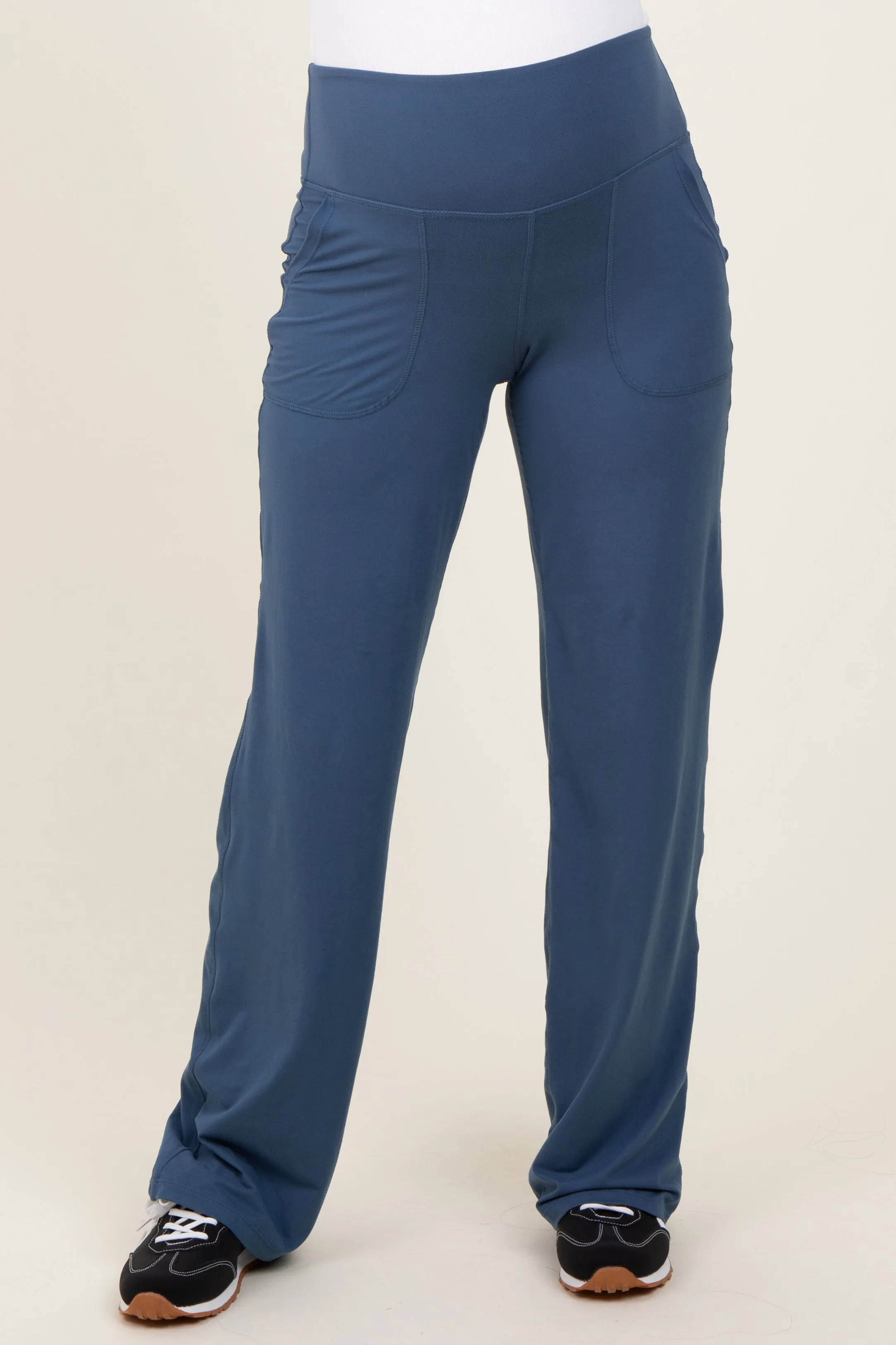 Blue Straight Leg Yoga Maternity Pants sold by Pinkblush product image thumbnail 3