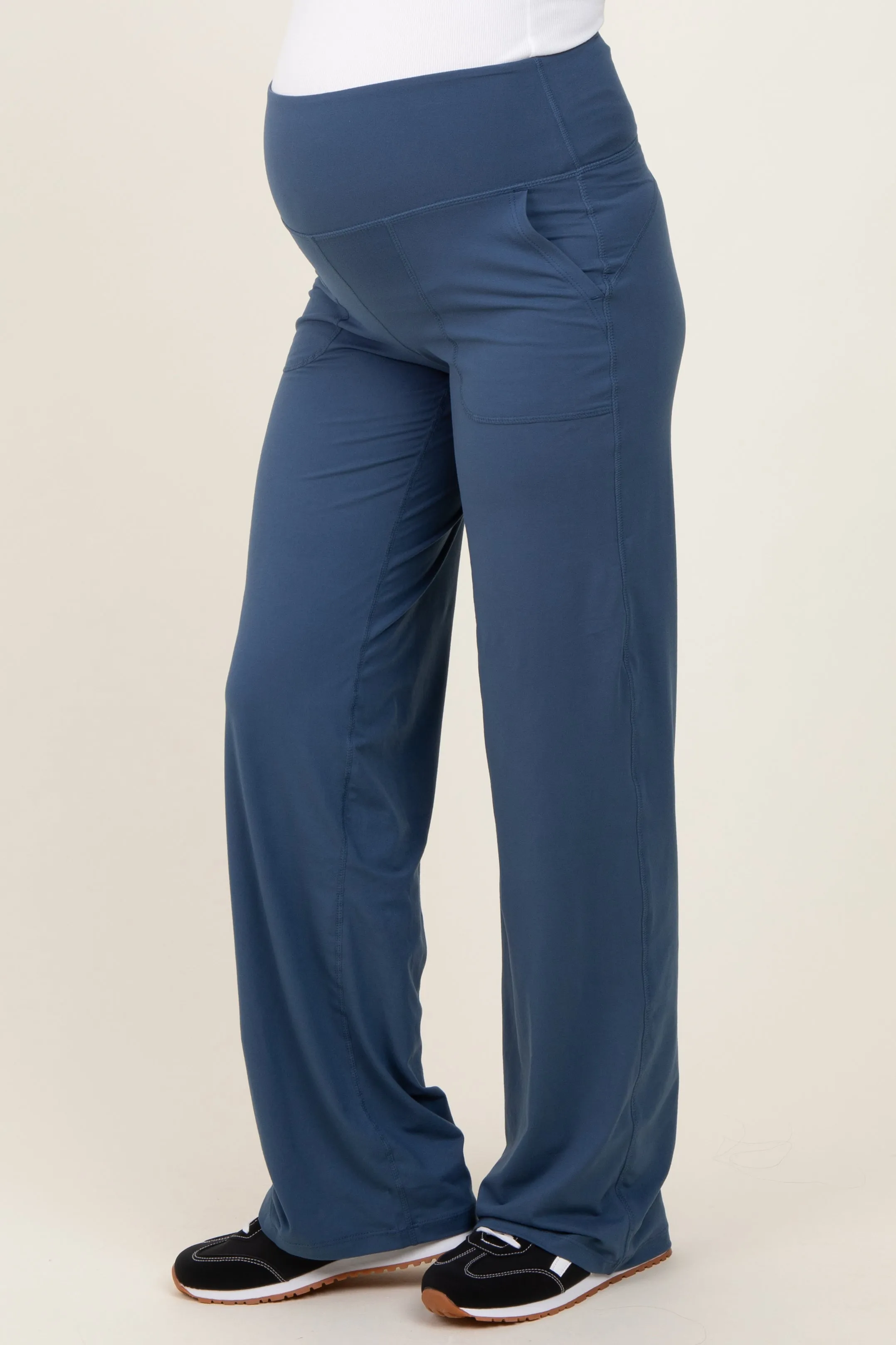 Blue Straight Leg Yoga Maternity Pants sold by Pinkblush product image thumbnail 4