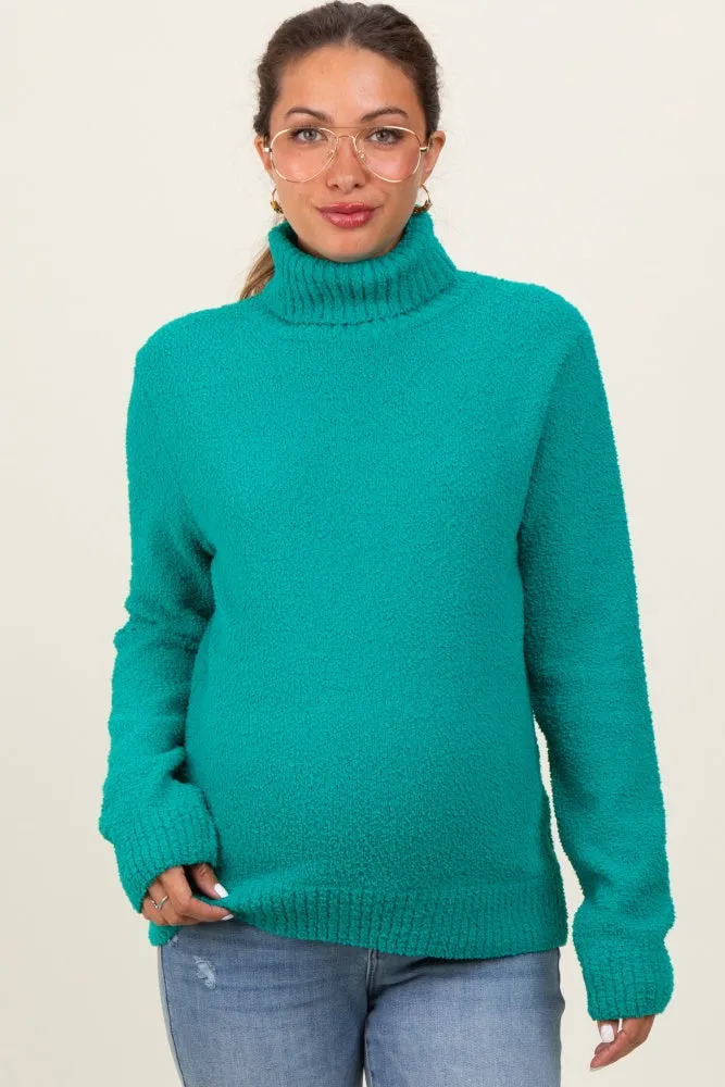 Green Turtleneck Chenille Knit Maternity Sweater sold by Pinkblush