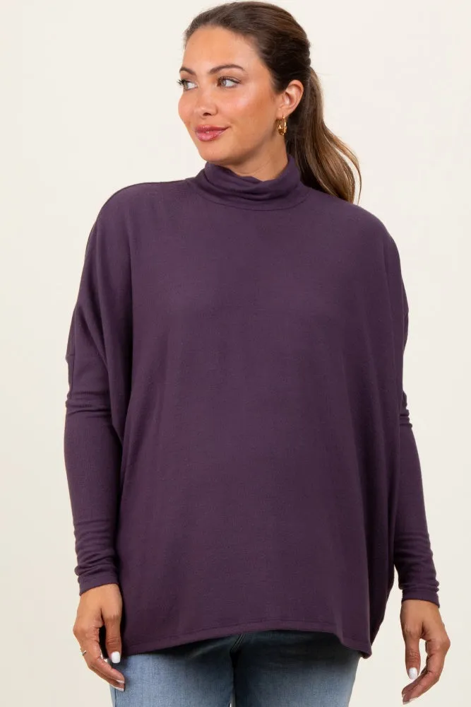 Purple Brushed Knit Turtleneck Dolman Sleeve Maternity Top sold by Pinkblush product image thumbnail 2