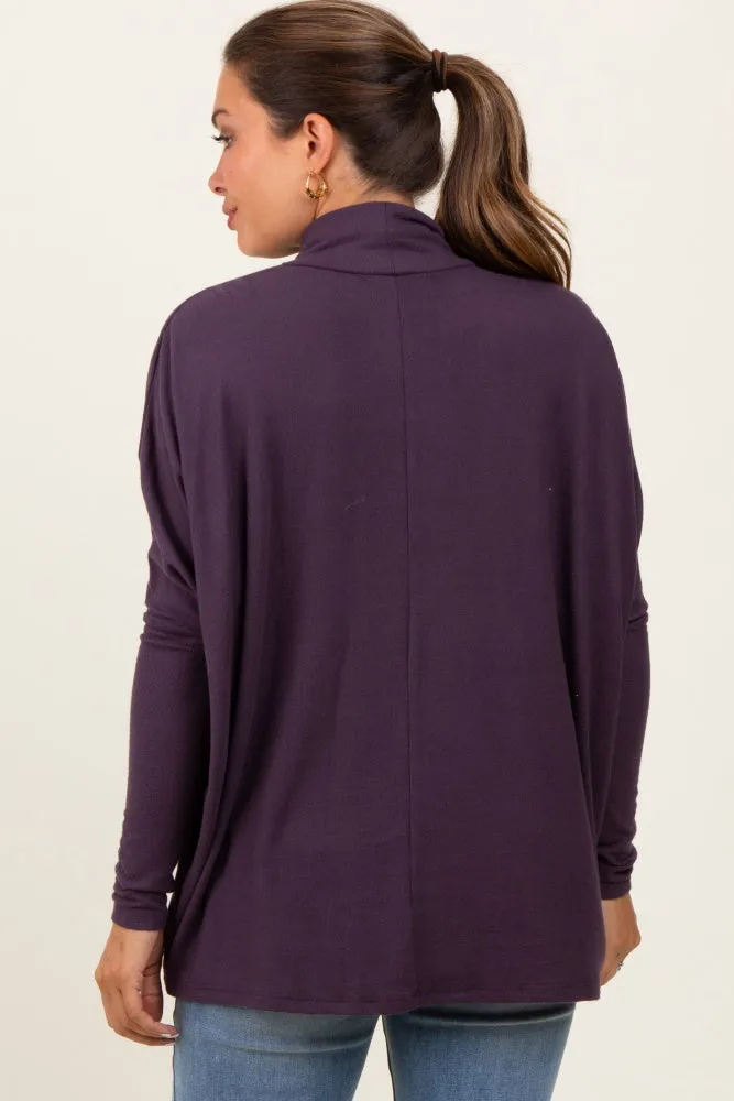 Purple Brushed Knit Turtleneck Dolman Sleeve Maternity Top sold by Pinkblush product image thumbnail 3