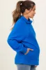 Blue Half Zip Contrast Rib Sweatshirt Maternity Top sold by Pinkblush