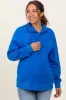 Blue Half Zip Contrast Rib Sweatshirt Maternity Top sold by Pinkblush