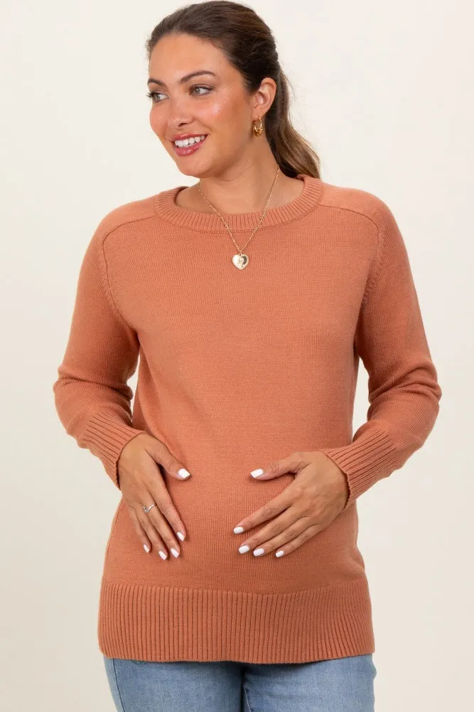 Peach Basic Relaxed Fit Maternity Sweater sold by Pinkblush
