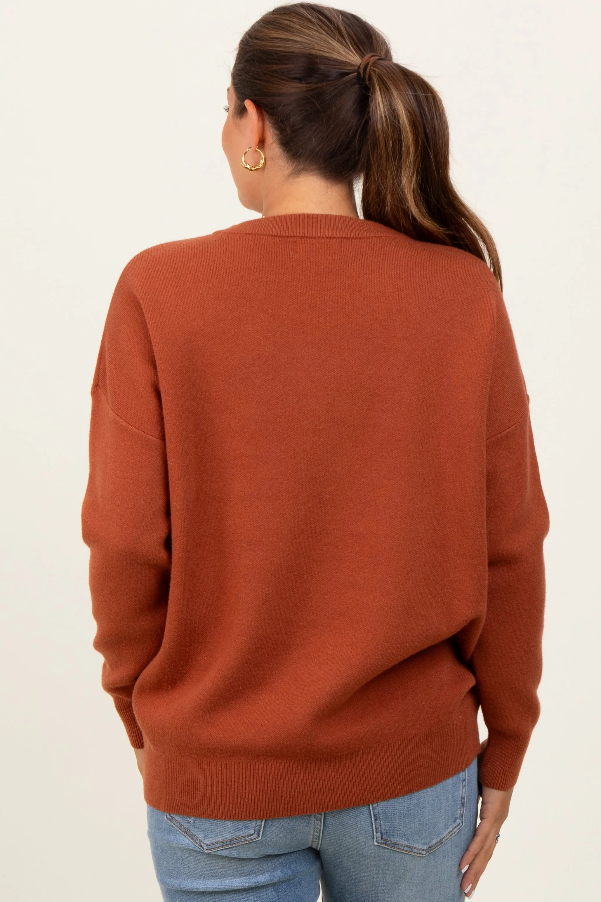 Rust Basic Relaxed Pullover Maternity Sweater sold by Pinkblush product image thumbnail 4
