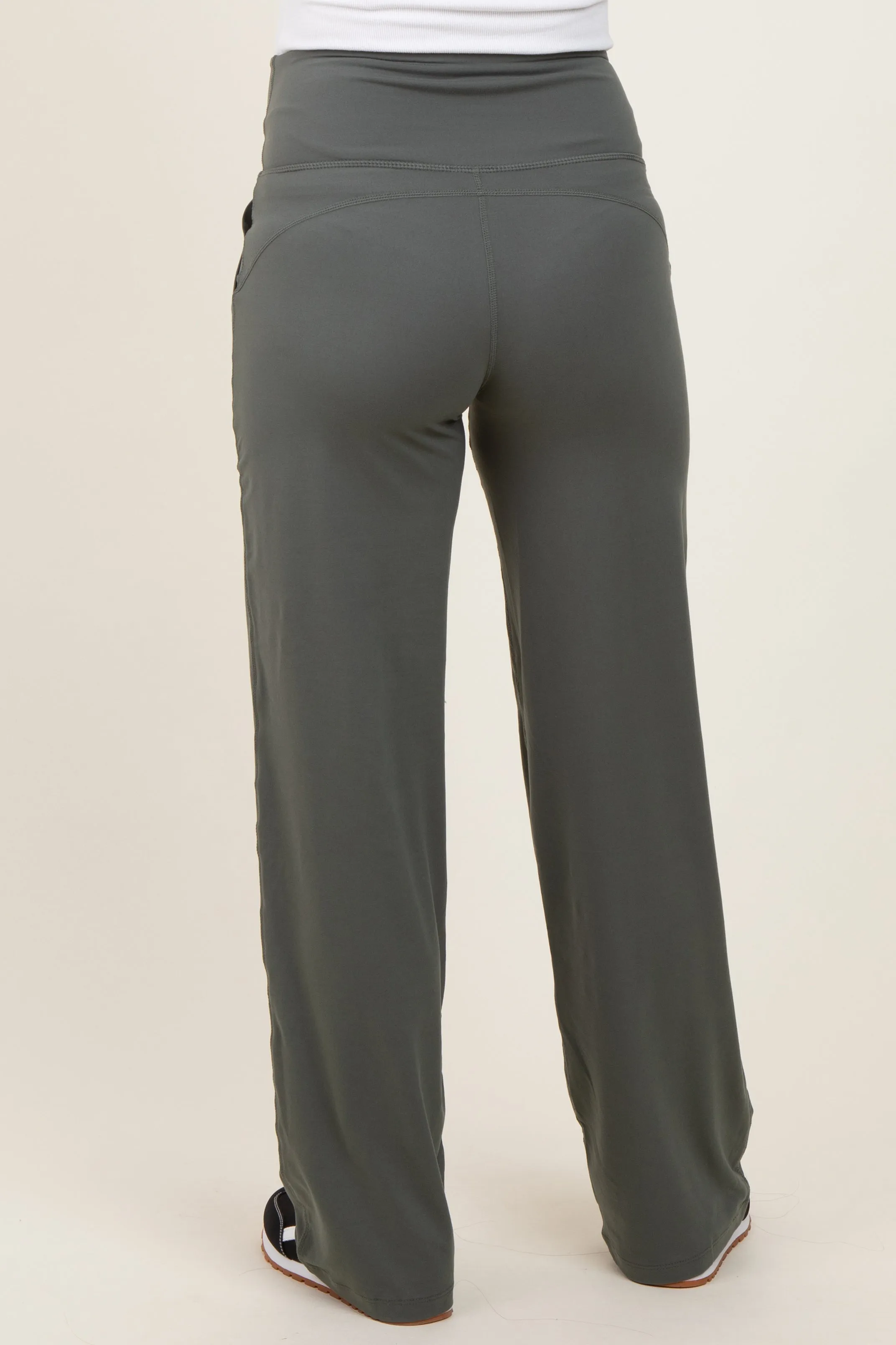 Olive Straight Leg Yoga Maternity Pants sold by Pinkblush product image thumbnail 5