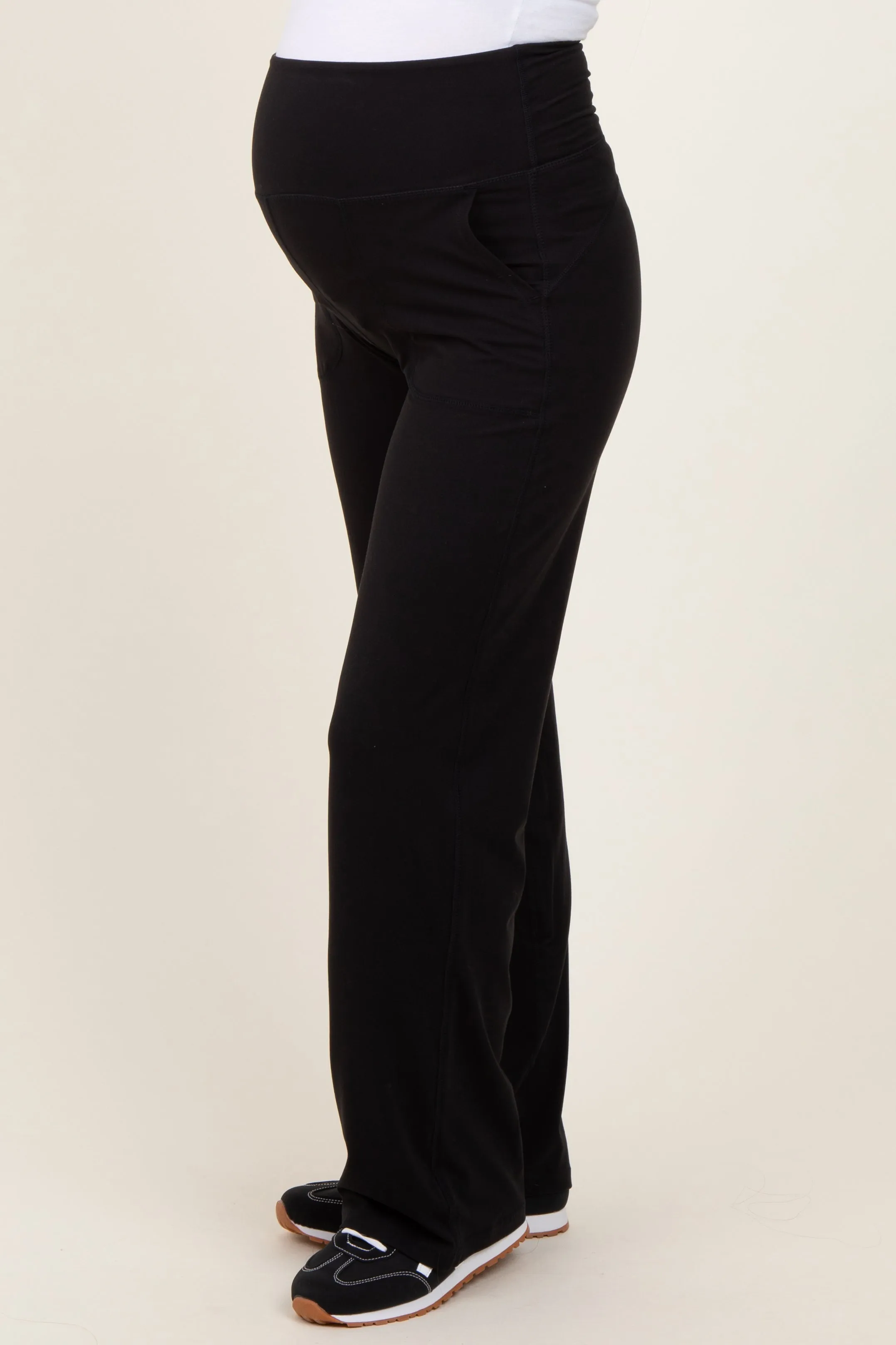 Black Straight Leg Yoga Maternity Pants sold by Pinkblush product image thumbnail 3