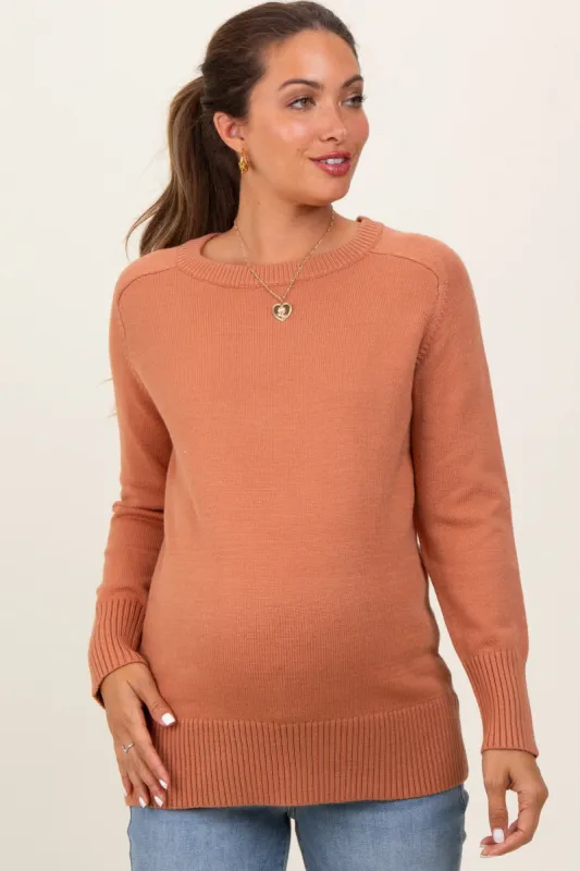 Peach Basic Relaxed Fit Maternity Sweater sold by Pinkblush