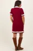 Burgundy Knit Contrast Trim Collared Maternity Mini Dress sold by Pinkblush