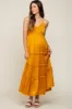 Yellow Gold Smocked Ruffle Tiered Maternity Maxi Dress sold by Pinkblush
