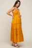 Yellow Gold Smocked Ruffle Tiered Maternity Maxi Dress sold by Pinkblush