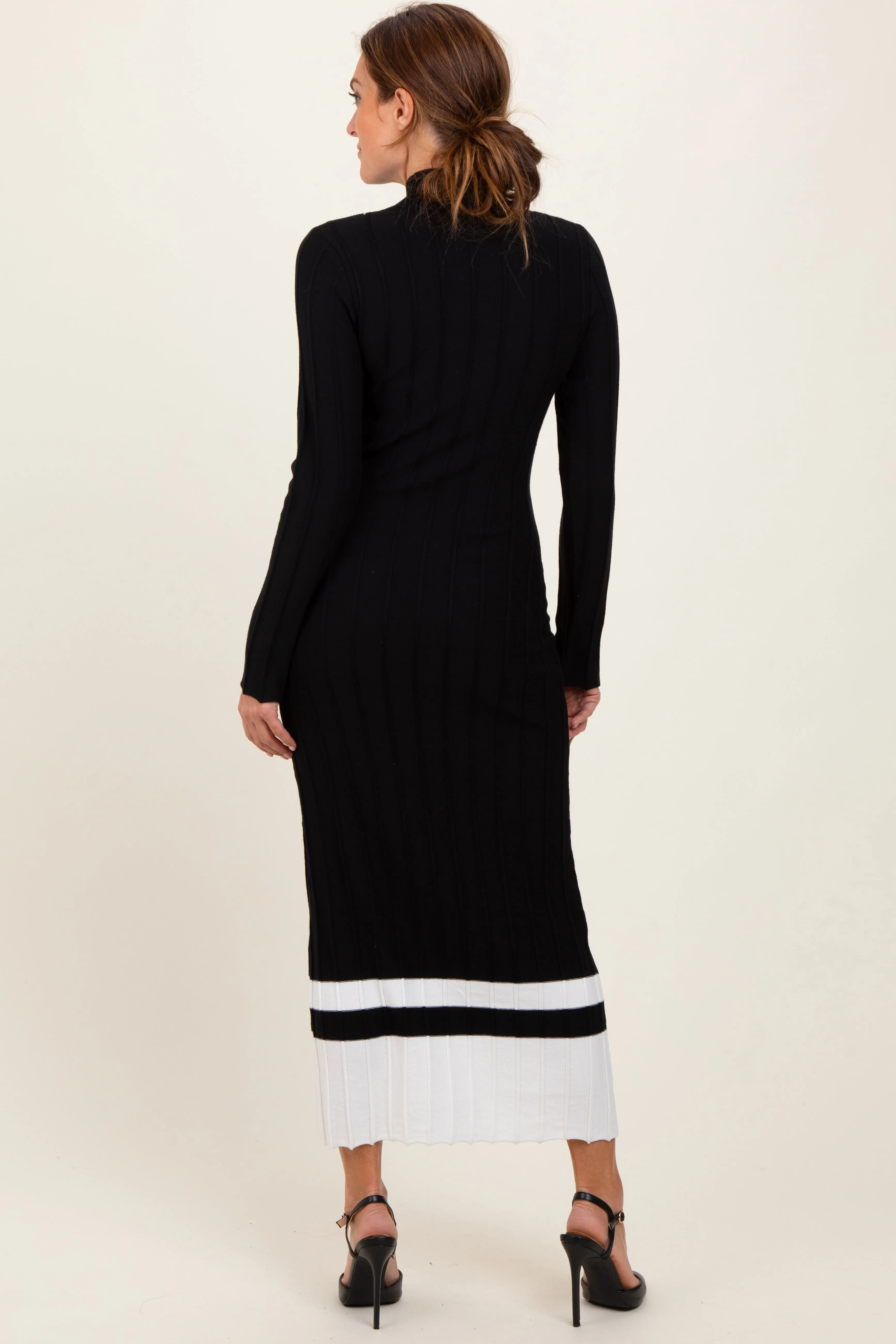 Black Colorblock Hem Mock Neck Sweater Dress sold by Pinkblush product image thumbnail 4