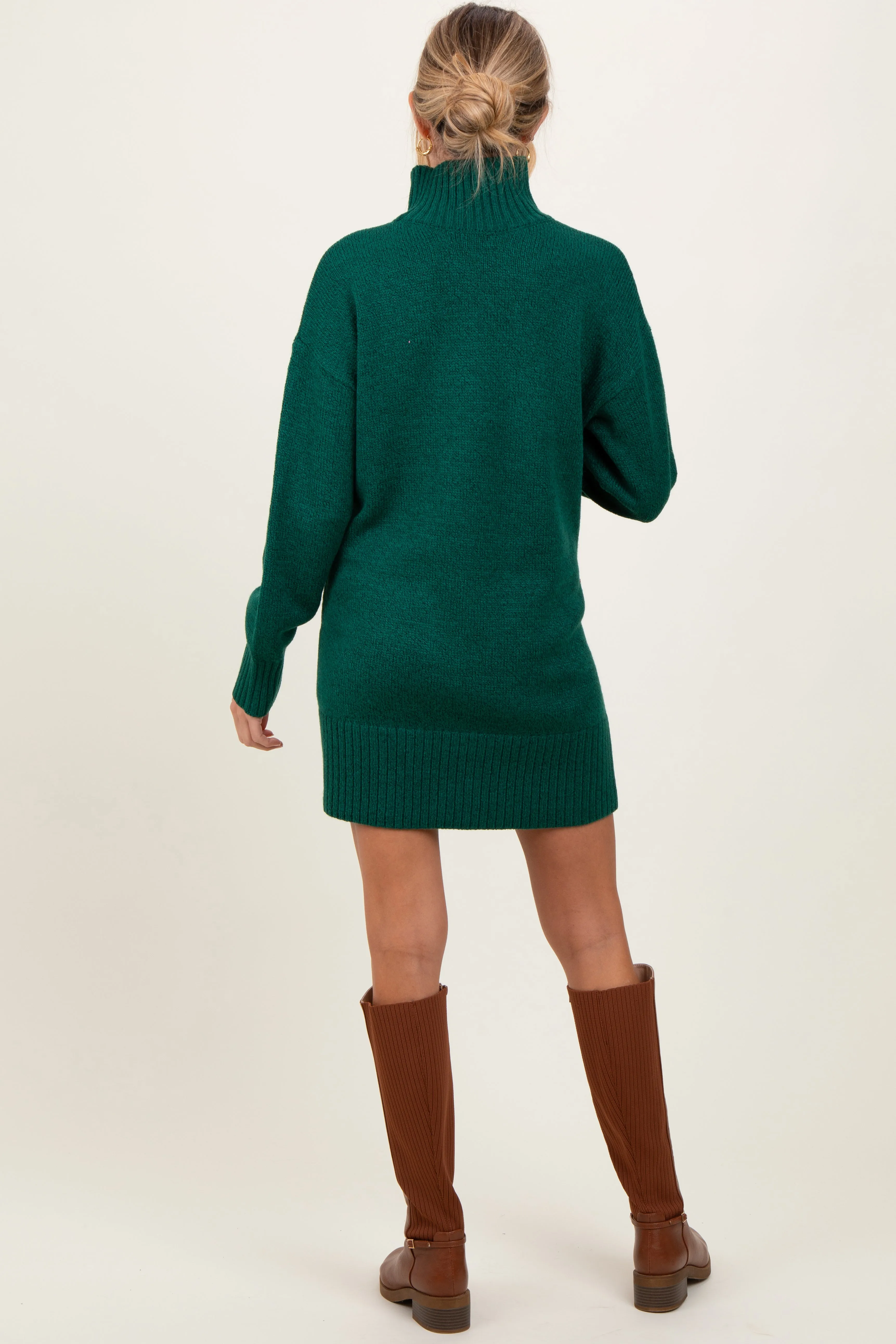 Forest Green Turtle Neck Maternity Mini Sweater Dress sold by Pinkblush product image thumbnail 4