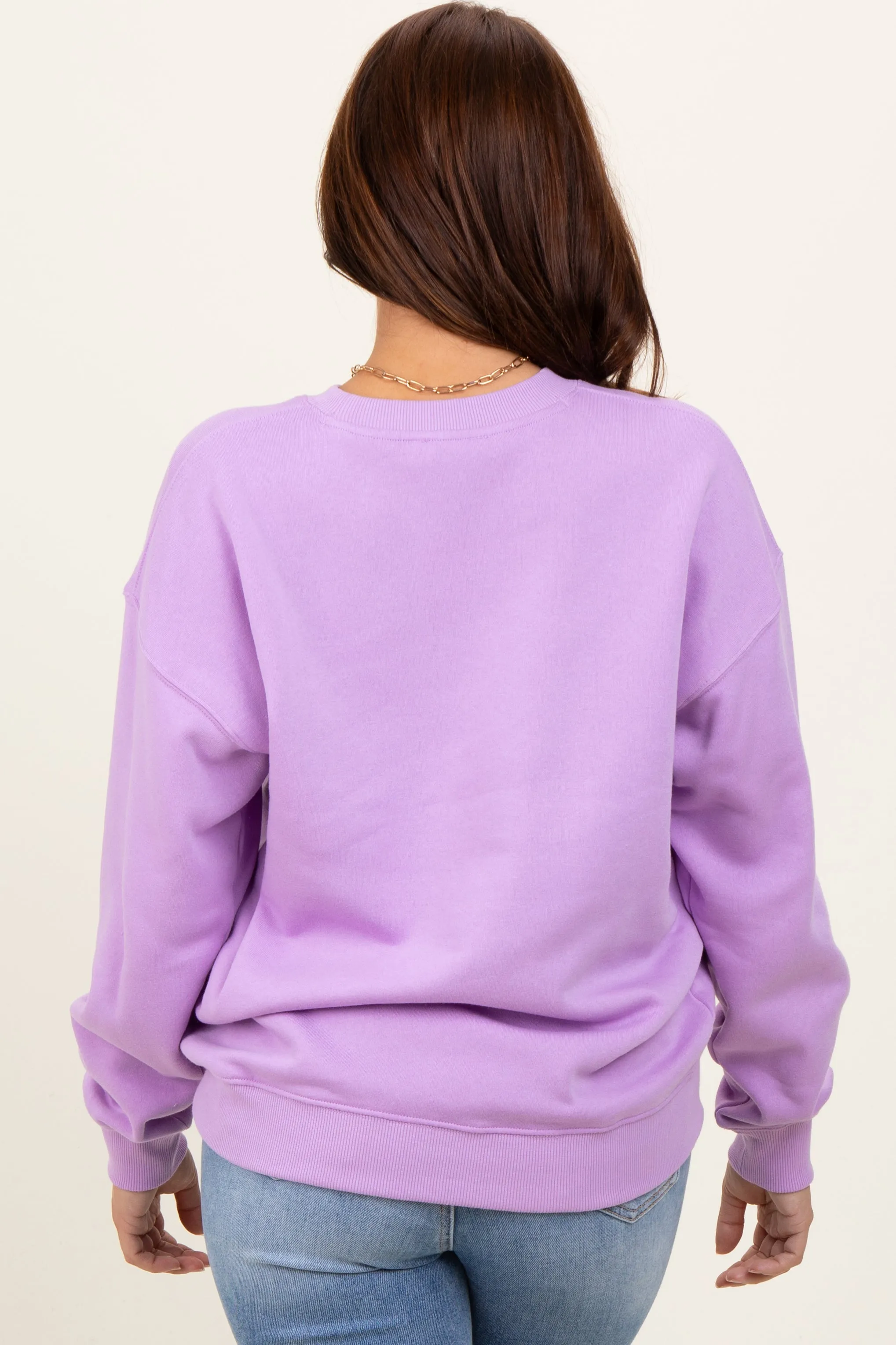 Lavender Fleece Crew Neck Relaxed Fit Sweatshirt sold by Pinkblush product image thumbnail 2