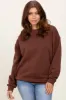 Brown Fleece Crew Neck Relaxed Fit Sweatshirt sold by Pinkblush