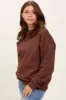 Brown Fleece Crew Neck Relaxed Fit Sweatshirt sold by Pinkblush