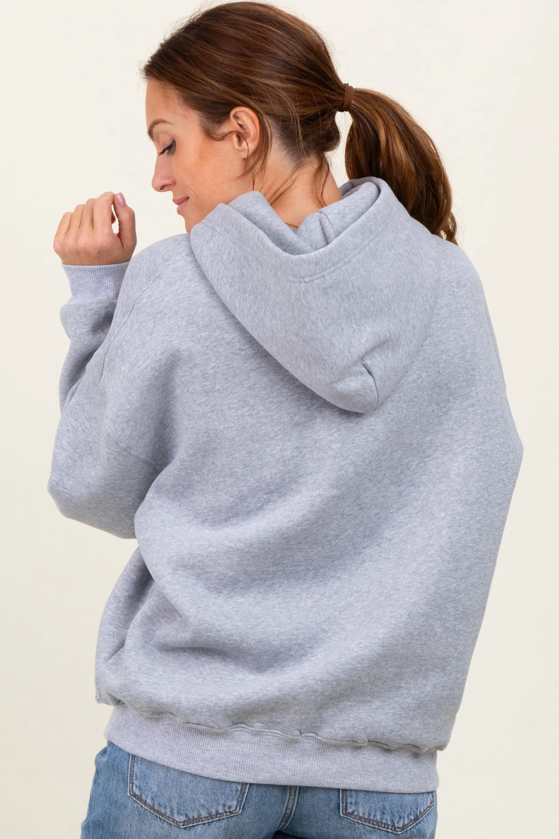 Heather Grey Fleece Oversized Pullover Hoodie sold by Pinkblush product image thumbnail 3