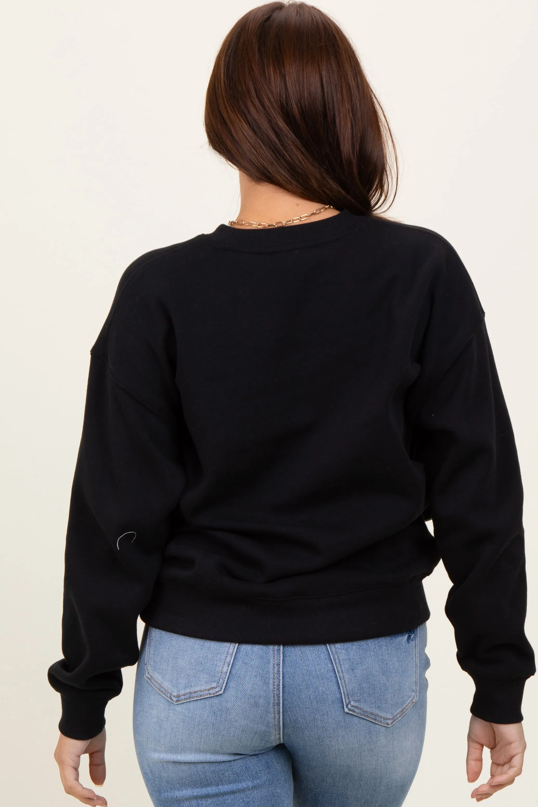 Black Fleece Crew Neck Relaxed Fit Sweatshirt sold by Pinkblush product image thumbnail 3