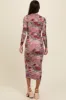 Mauve Floral Printed Mesh Overlay Maxi Dress sold by Pinkblush