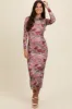Mauve Floral Printed Mesh Overlay Maxi Dress sold by Pinkblush