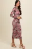 Mauve Floral Printed Mesh Overlay Maxi Dress sold by Pinkblush