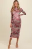 Mauve Floral Printed Mesh Overlay Maternity Maxi Dress sold by Pinkblush