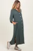 Olive Long Sleeve Button Down Maternity Maxi Dress sold by Pinkblush