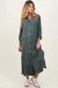 Olive Long Sleeve Button Down Maternity Maxi Dress sold by Pinkblush