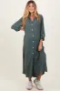 Olive Long Sleeve Button Down Maternity Maxi Dress sold by Pinkblush