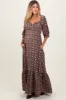 Chestnut Floral Sweetheart Neckline Maternity Maxi Dress sold by Pinkblush