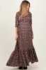 Chestnut Floral Sweetheart Neckline Maternity Maxi Dress sold by Pinkblush