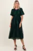 Forest Green Floral Lace Smocked Midi Dress sold by Pinkblush