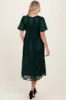 Forest Green Floral Lace Smocked Midi Dress sold by Pinkblush