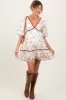 Cream Floral Deep V-Neck Back Cutout Maternity Dress sold by Pinkblush