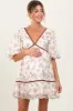 Cream Floral Deep V-Neck Back Cutout Maternity Dress sold by Pinkblush