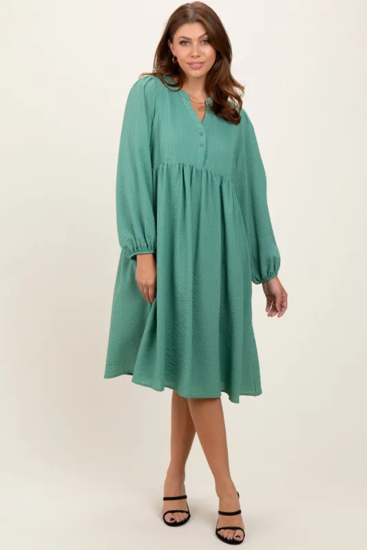 Mint Green Pin Stripe Split Neckline Midi Dress sold by Pinkblush