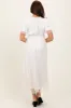 Cream Ruffle Accent Mesh Overlay Maxi Dress sold by Pinkblush