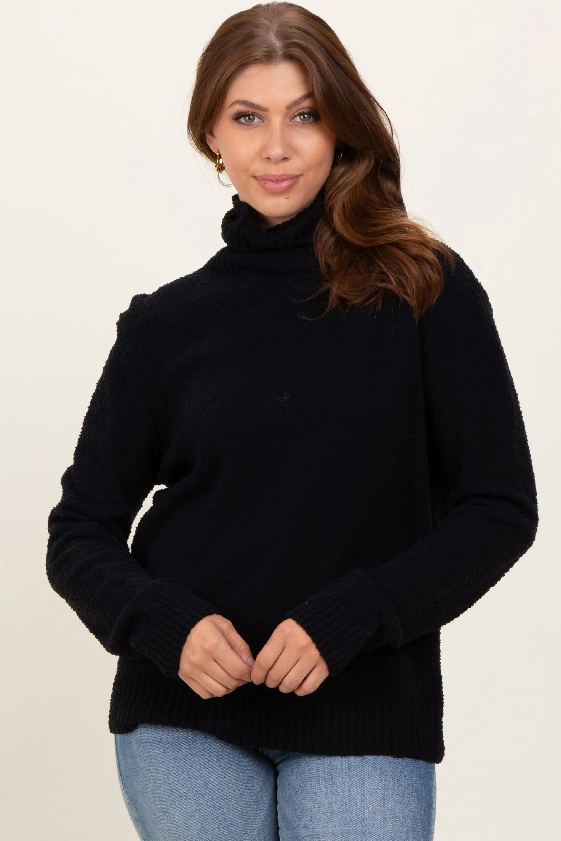Black Turtleneck Chenille Knit Sweater sold by Pinkblush product image thumbnail 2