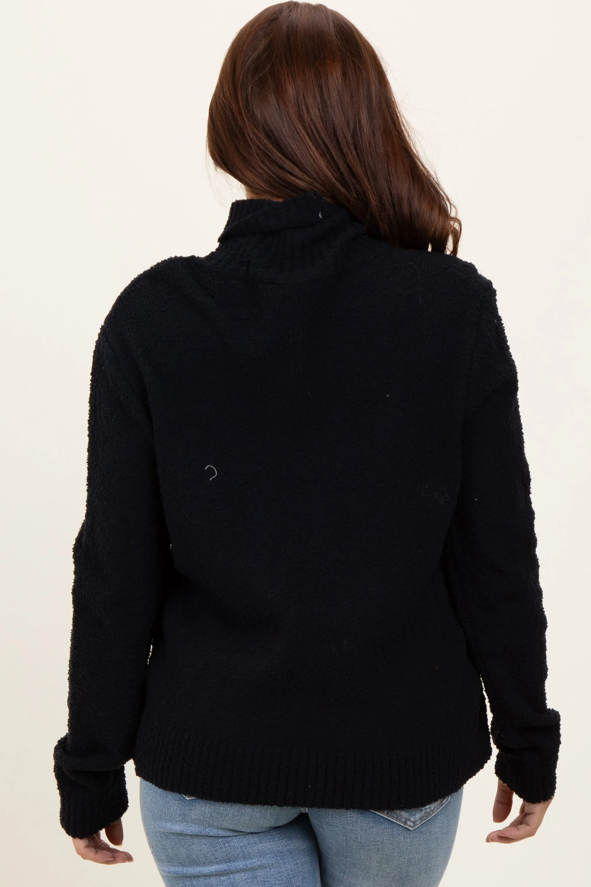 Black Turtleneck Chenille Knit Sweater sold by Pinkblush product image thumbnail 4