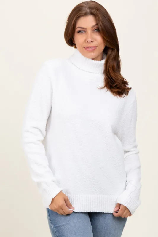 Ivory Turtleneck Chenille Knit Sweater sold by Pinkblush