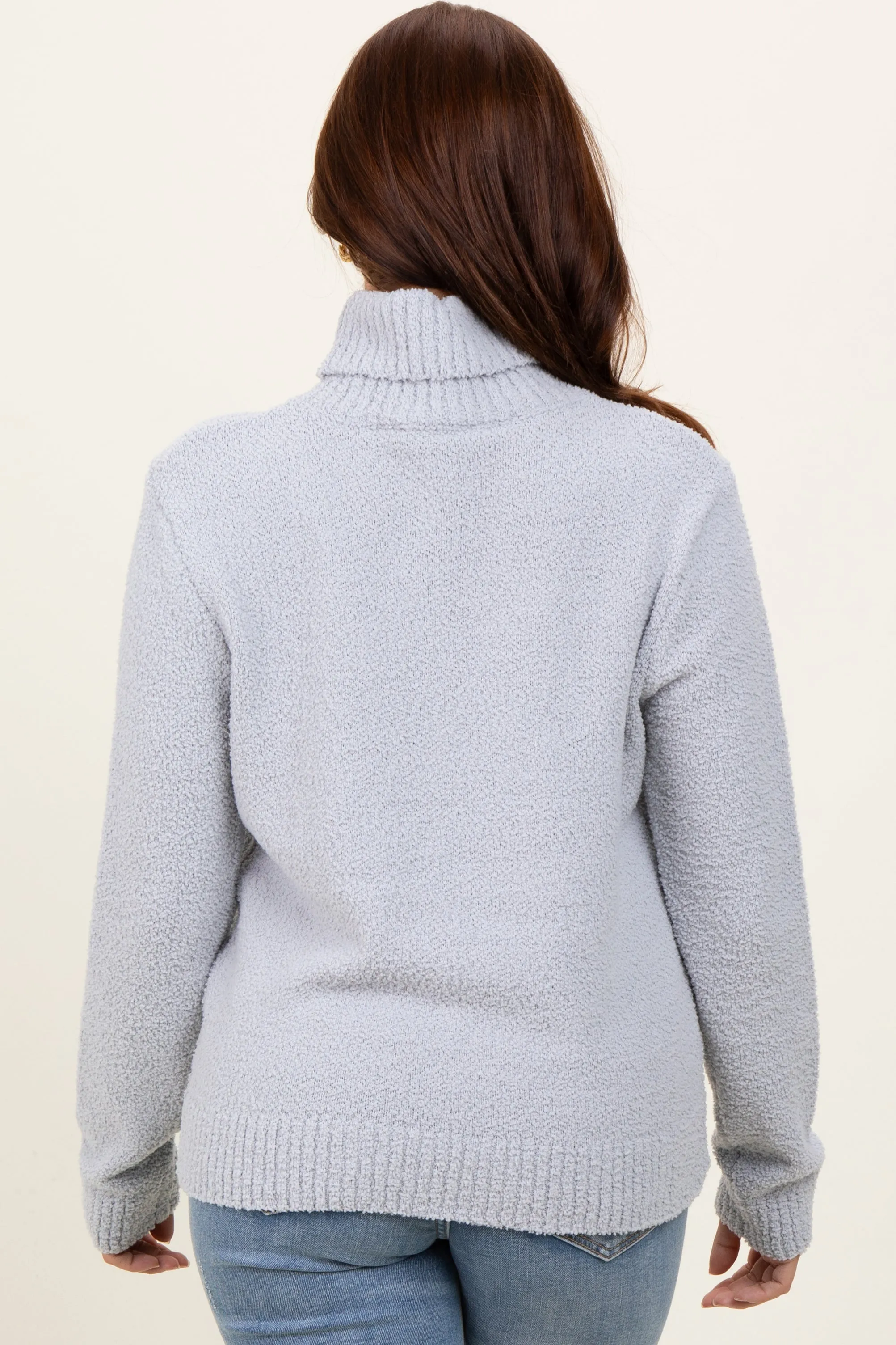 Heather Grey Turtleneck Chenille Knit Sweater sold by Pinkblush product image thumbnail 3